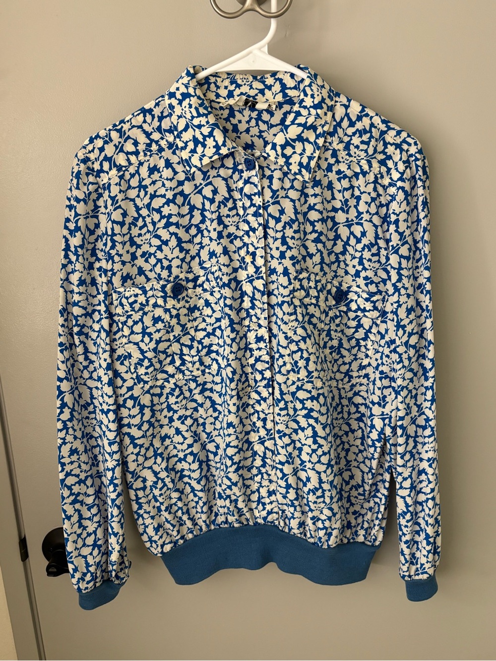 Vintage Valentino Miss V Blue Floral Silk Blouse IT 42